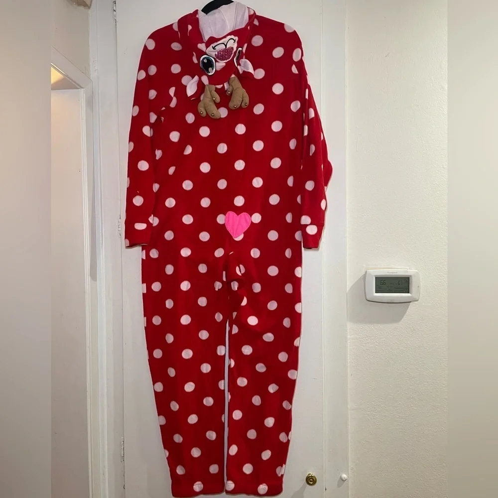 Vintage Justice Reindeer Footie Onesie Pajamas Size Kids 20 Removable footies.